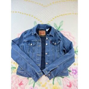 Levi Strauss & Co Womens Denim Trucker Jacket Size S Blue Button Front Classic
